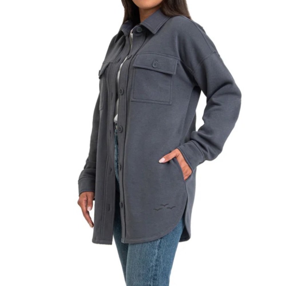 LAZYPANTS- Stylish Gray Button-Up Shacket - Picture 4 of 13